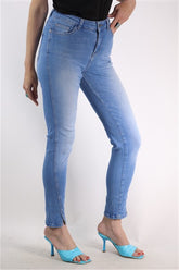 גינס סקיני גבוה בתכלת תכול- XS-S